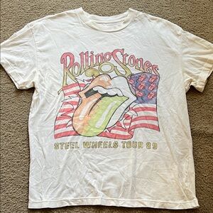 Rolling Stones Steel Wheels North American Tour 89 T-Shirt Graphic Tee Colorful